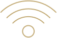 Wi-Fi symbol with curved lines radiating outward, indicating wireless internet connectivity.